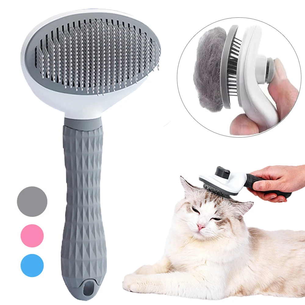 Cepillo para perros y gatos, peine autolimpiante para quitar el pelo de mascotas, herramientas de aseo para perros y gatos, peine para desmastar mascotas, accesorios para perros - imagen 3