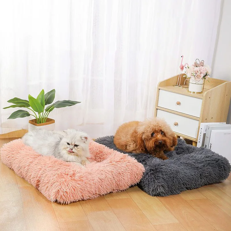 Cama suave y larga de felpa para perros, camas suaves para perros, casa para perros, almohadilla para cesta, cama para gatos, estera para gatos, cojín para sofá para dormir, productos para mascotas - imagen 4