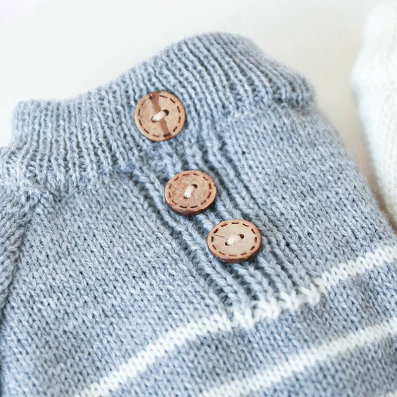 Ropa de tiras para perros, suéter de ganchillo con botones de madera para gatitos, abrigo para perros pequeños y medianos, Jersey de punto para cachorros Chiwawa Dachshund - imagen 4