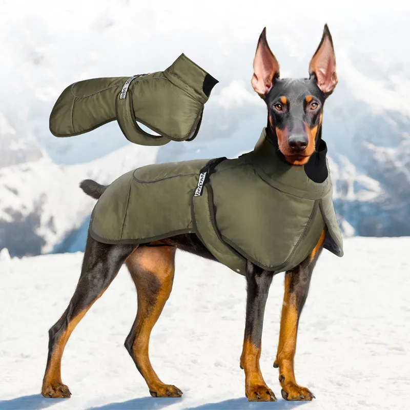 Dog Winter Coat, Waterproof Warm Jacket with Harness Built in, Reflective Cold Weather Doggie Vest, Windproof Turtleneck Pet