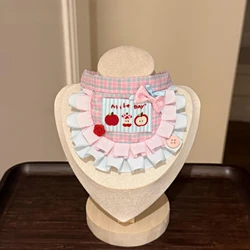 Babero para babero para mascotas, babero a cuadros con bordado de gato, accesorios de ropa para mascotas, accesorios para perros pequeños y cachorros