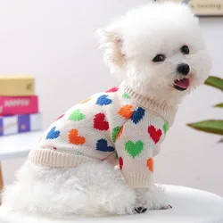 Jersey de invierno con corazón para perros pequeños y medianos