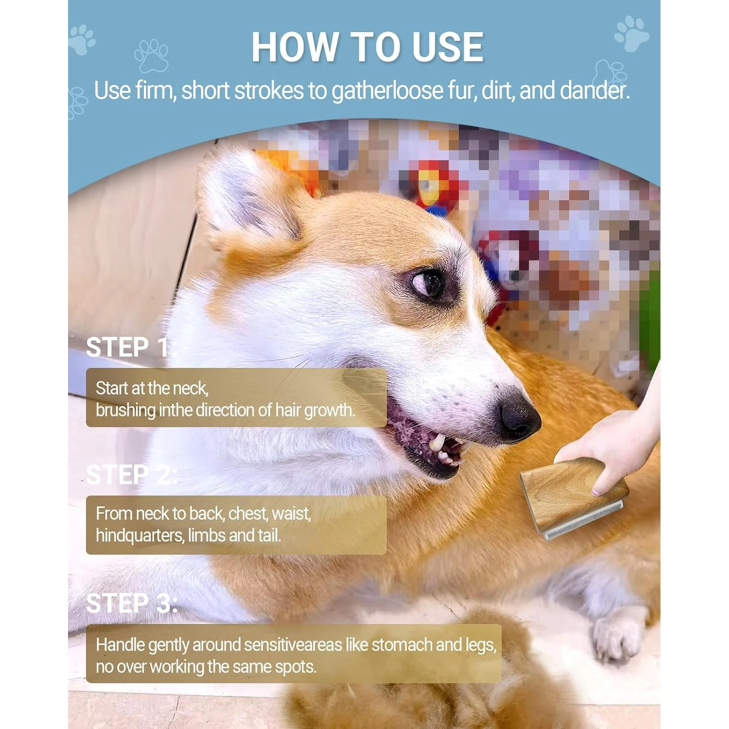 Cepillo para perros y suministros de aseo para gatos, herramienta de depilación para mascotas, ideal para todo tipo de piel, para mascotas de pelo corto y largo - imagen 4