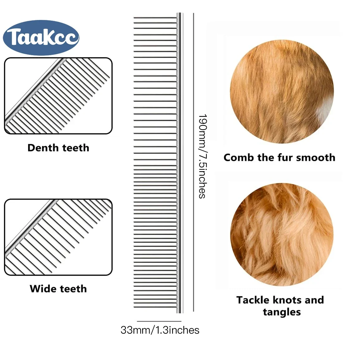 1 Juego de peine rastrillo de piel, herramienta de cepillo para desmastar mascotas, perro con cuchillas largas de seguridad para desenredar mate y peine para gatos, capa interior anudada - imagen 3