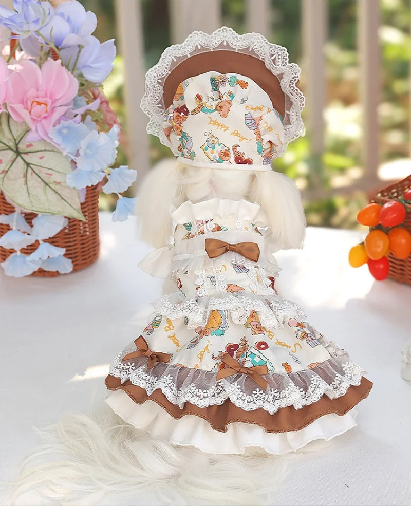 Vestido para mascotas de inspiración vintage con sombrero, vestido para mascotas con adornos de encaje y sombrero a juego, falda de tul para mascotas, vestido tutú para mascotas, ropa de fiesta para perros - imagen 5