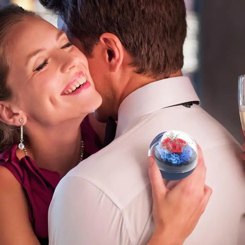 Caja de regalo de propuesta de matrimonio para el Día de San Valentín para mujer, caja de anillo, colgante, caja de regalo de flores preservadas, caja de joyería - imagen 4