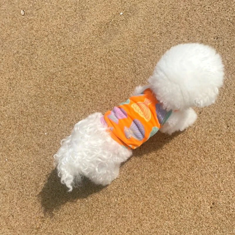 Por ropa para perros, camiseta sin mangas fina de playa para gatos, chaleco de peluche con correa para Bulldog Francés, oso de peluche, Pomerania para ropa para perros pequeños - imagen 3