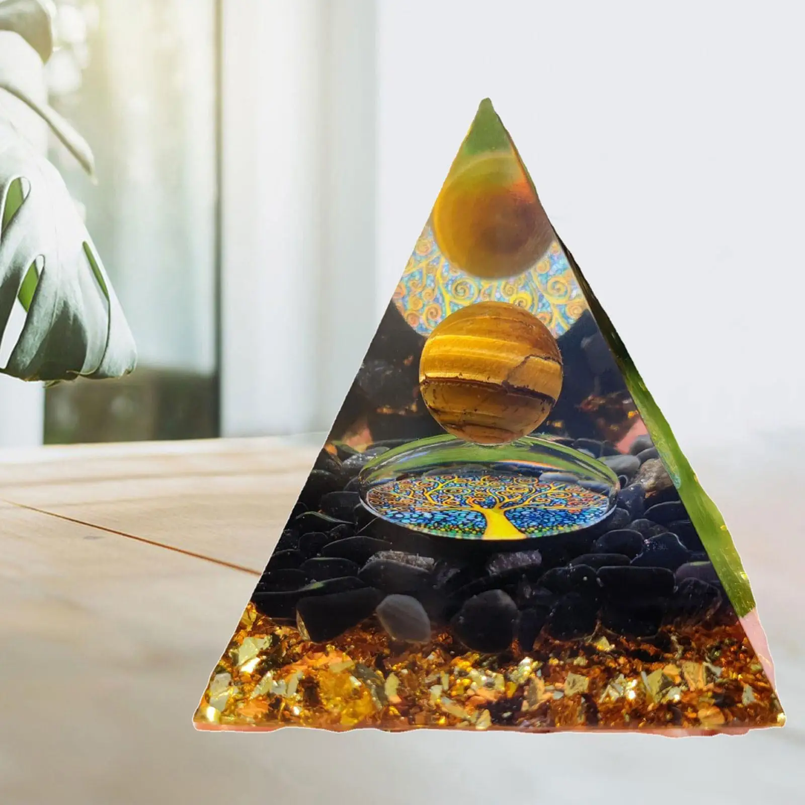 Orgone Pyramid Ornament Stylish for Yoga Meditation Resin Crafts 6cm Home Decor for Birthday Festival Christmas Mother's Day