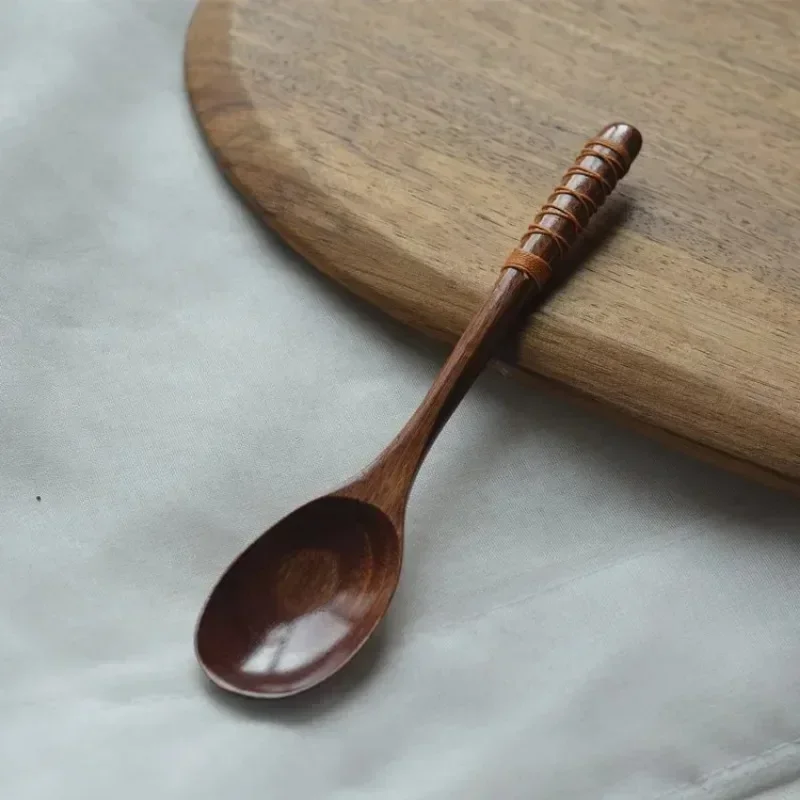 Cuchara de madera hecha a mano para niños, alambre envuelto, postre, arroz, sopa, mango largo, cucharadita, Catering, accesorios de cocina, 1 ud. - imagen 4
