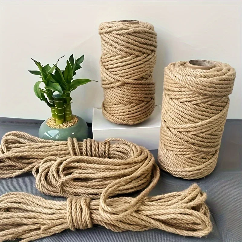 Cuerda de Sisal Natural de 4mm/6mm/8mm/10mm, cuerda rascador para gatos, rascador de árboles, juguete DIY, poste rascador, garra de pata de gato, Protector de muebles - imagen 4