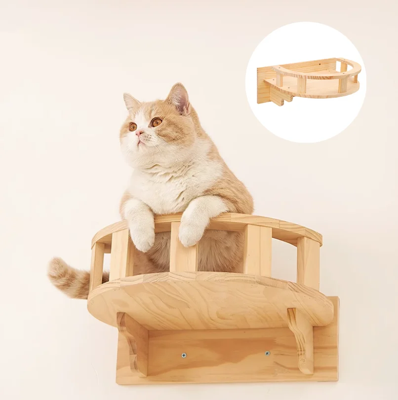 Estantes de escalada para gatos, muebles montados en la pared para gatos, plataforma de salto, poste rascador para gatos, escalera, escalones de madera, perca de pared para gatos