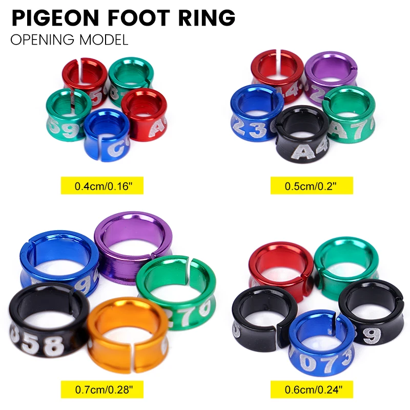10 Uds. Anillos de aluminio para pies de Paloma, anillos para piernas de loro y pájaro, identificación de alimentación de aves, suministros para entrenamiento de vuelo al aire libre - imagen 2