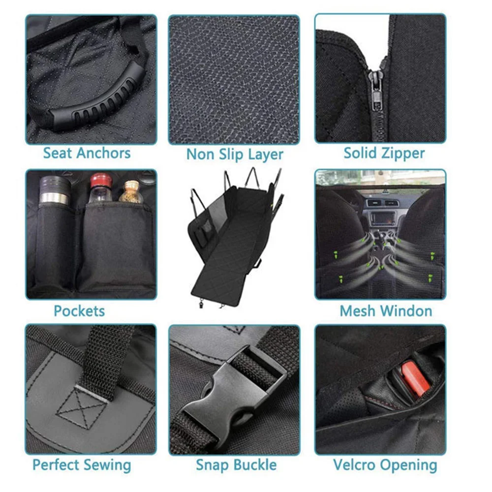 Funda para asiento de coche para perros, estera de viaje impermeable para mascotas, para asiento trasero, hamaca para perros y gatos, Protector de cojín para paseos en coche