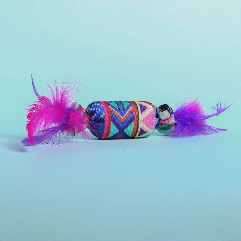 2 uds/3 uds pluma caramelo gato burlas palo gatito gato juguete campana pluma Teaser caramelo productos para mascotas Navidad Halloween - imagen 4