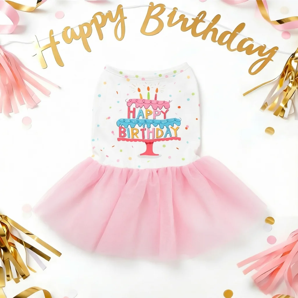 Vestido de tul rosa para fiestas de cumpleaños en gatos y perros - imagen 2