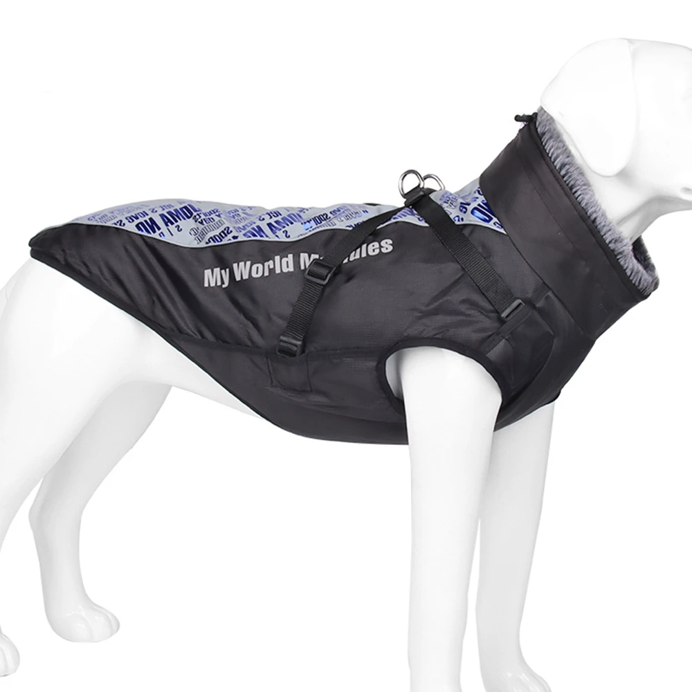 Chaqueta cálida de invierno para perros, abrigo reflectante impermeable a prueba de viento para exteriores, Cuello de piel, ropa para mascotas, suministros para perros medianos y grandes - imagen 5