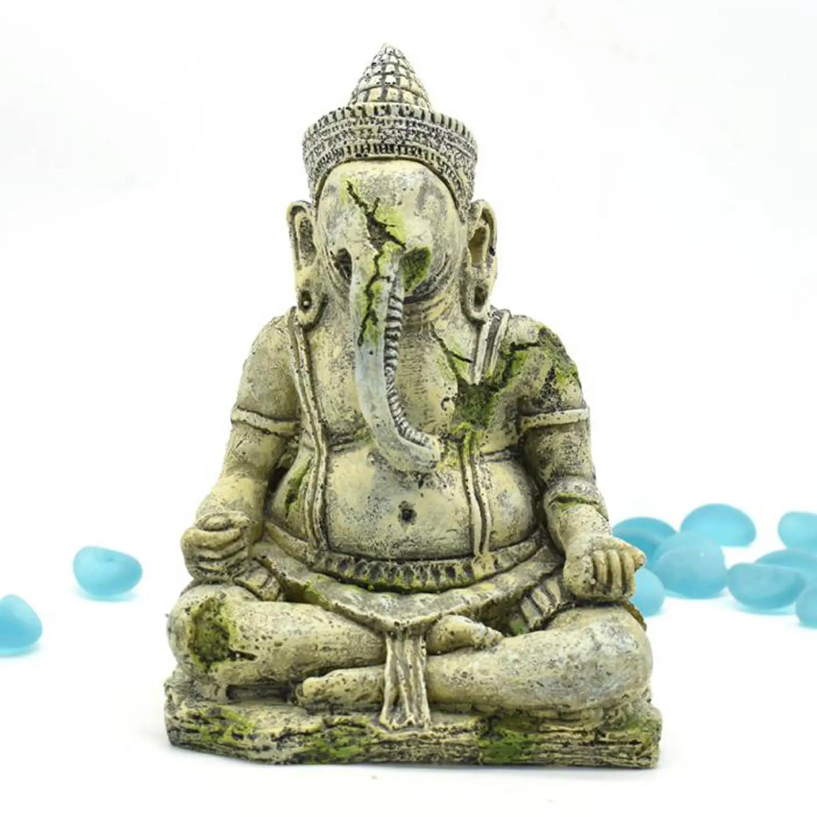 Decoración de acuario de resina de estilo antiguo, pecera, elefante, Buddah, Ganesha, estatua, manualidades, cueva escondida - imagen 4