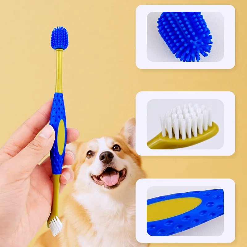 Cepillo dental para perros de doble cabezal limpieza bucal 360 grados - imagen 3