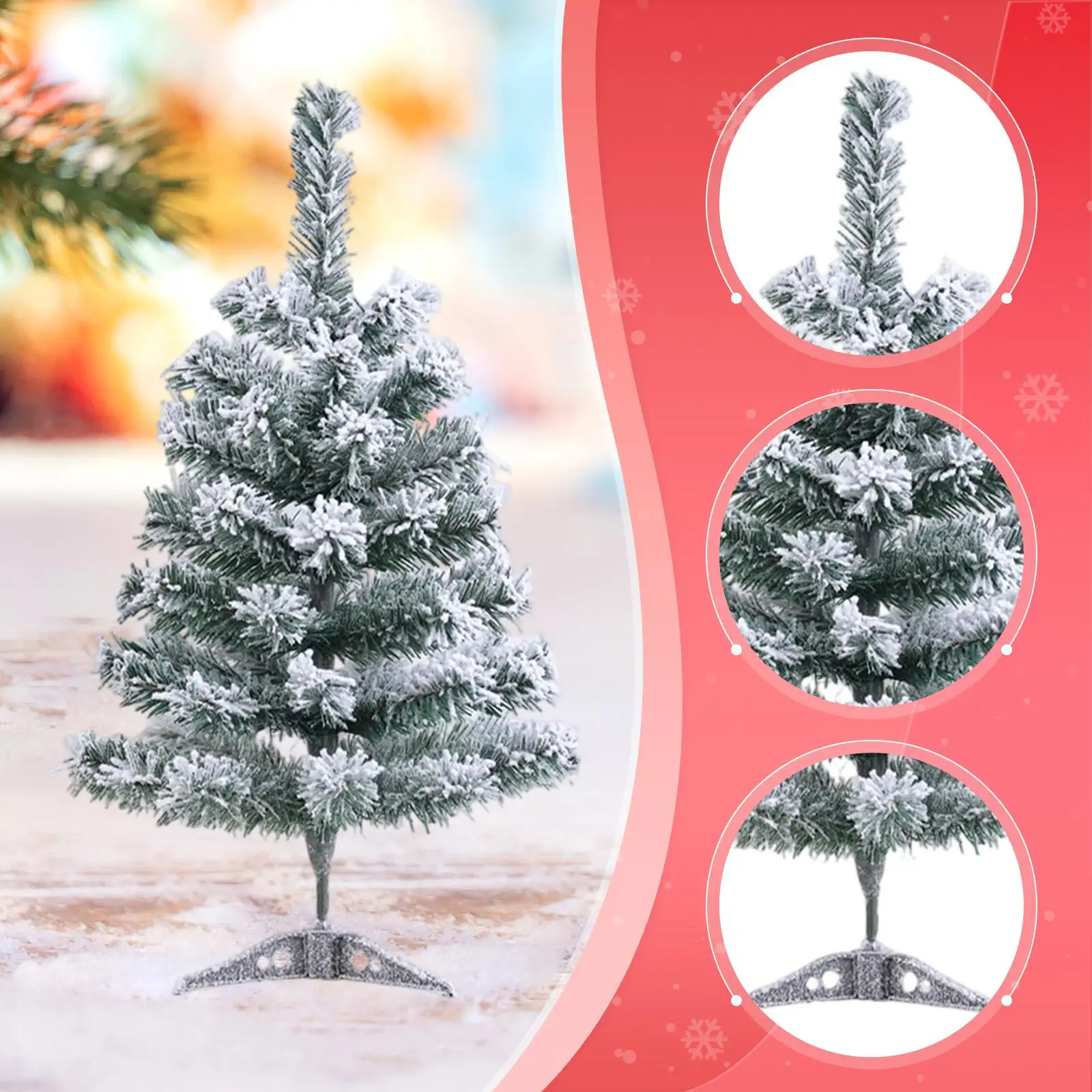 Árbol de Navidad flocado de nieve, rama densa, decoración navideña, decoración navideña con soporte para Festival, restaurante, interior, Hotel, Bar - imagen 4