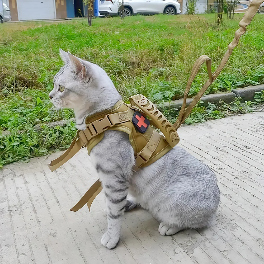 Arnés táctico para gatos con 2 parches, conjunto de chaleco para cachorros para perros pequeños, arneses para mascotas, entrenamiento de trabajo, accesorios para gatos