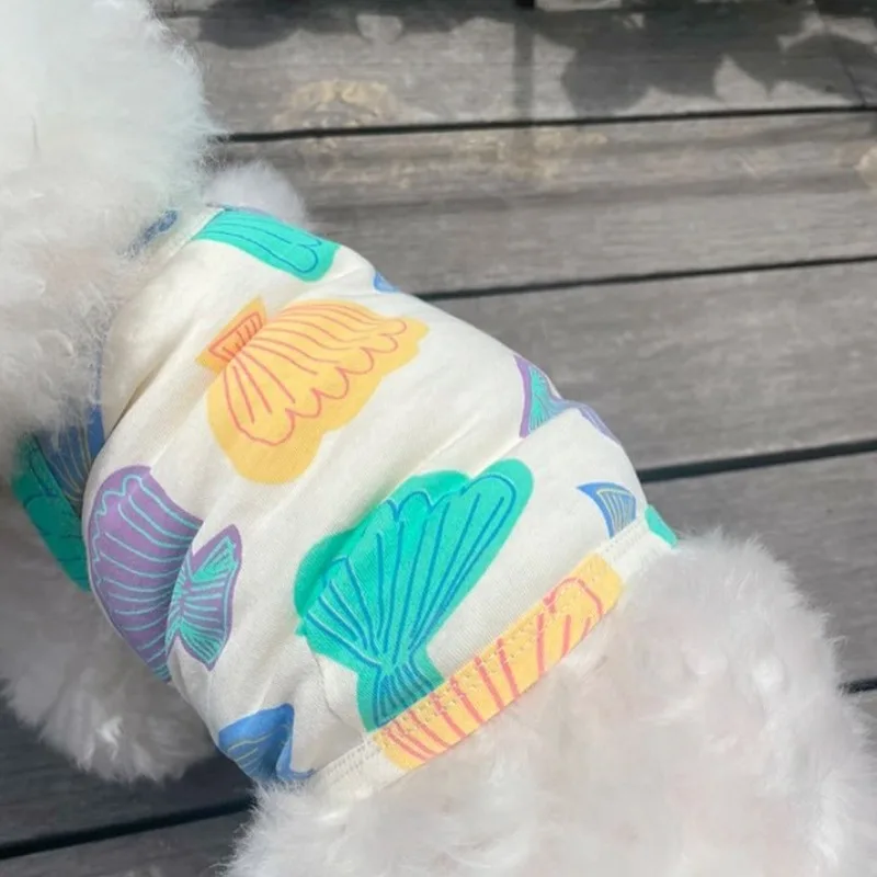 Por ropa para perros, camiseta sin mangas fina de playa para gatos, chaleco de peluche con correa para Bulldog Francés, oso de peluche, Pomerania para ropa para perros pequeños - imagen 5