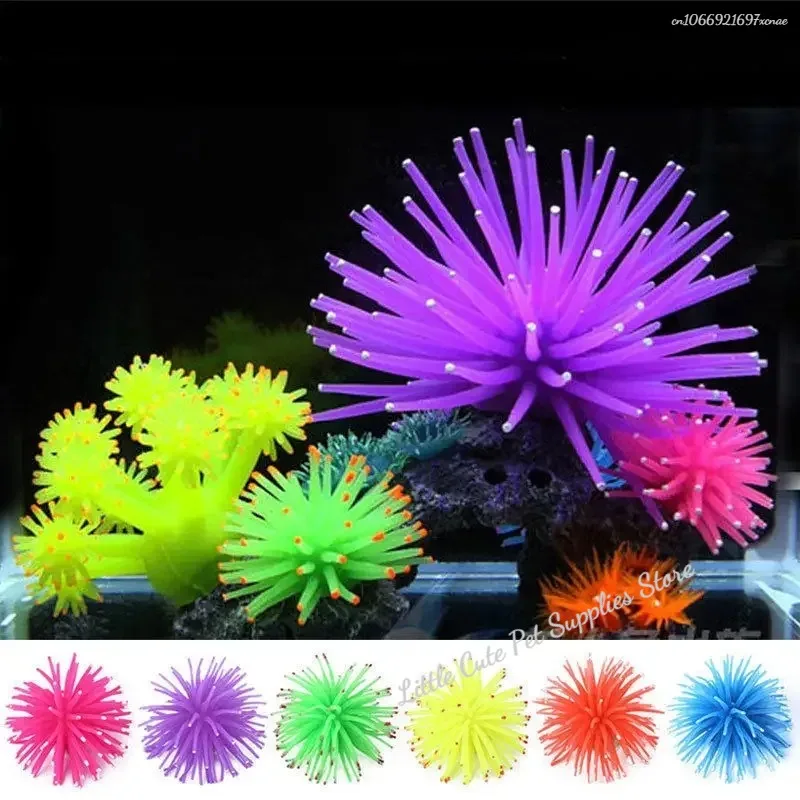 1 Uds. De silicona para acuario, pecera, planta de Coral Artificial, adorno subacuático, decoración colorida, pez Coral, adorno acuático