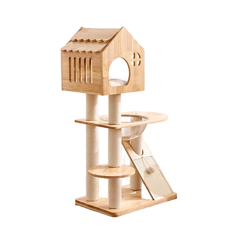 Árbol para gatos de madera maciza – Torre rascador piso a techo - imagen 5