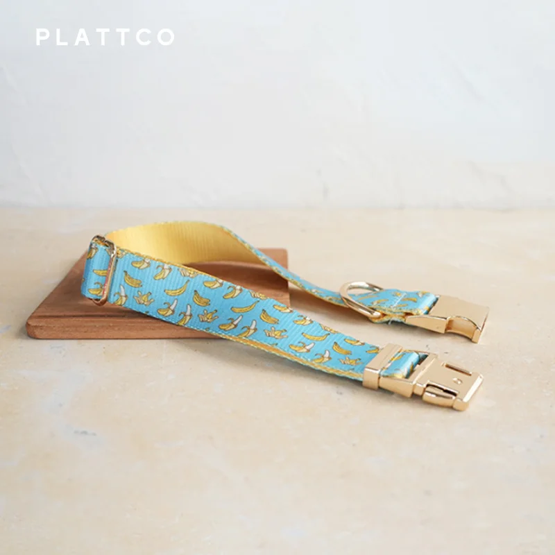 PLATTCO-collar de perro único con estampado de bananas, hebilla plateada de alta calidad, 5 tamaños, PDC327G - imagen 3