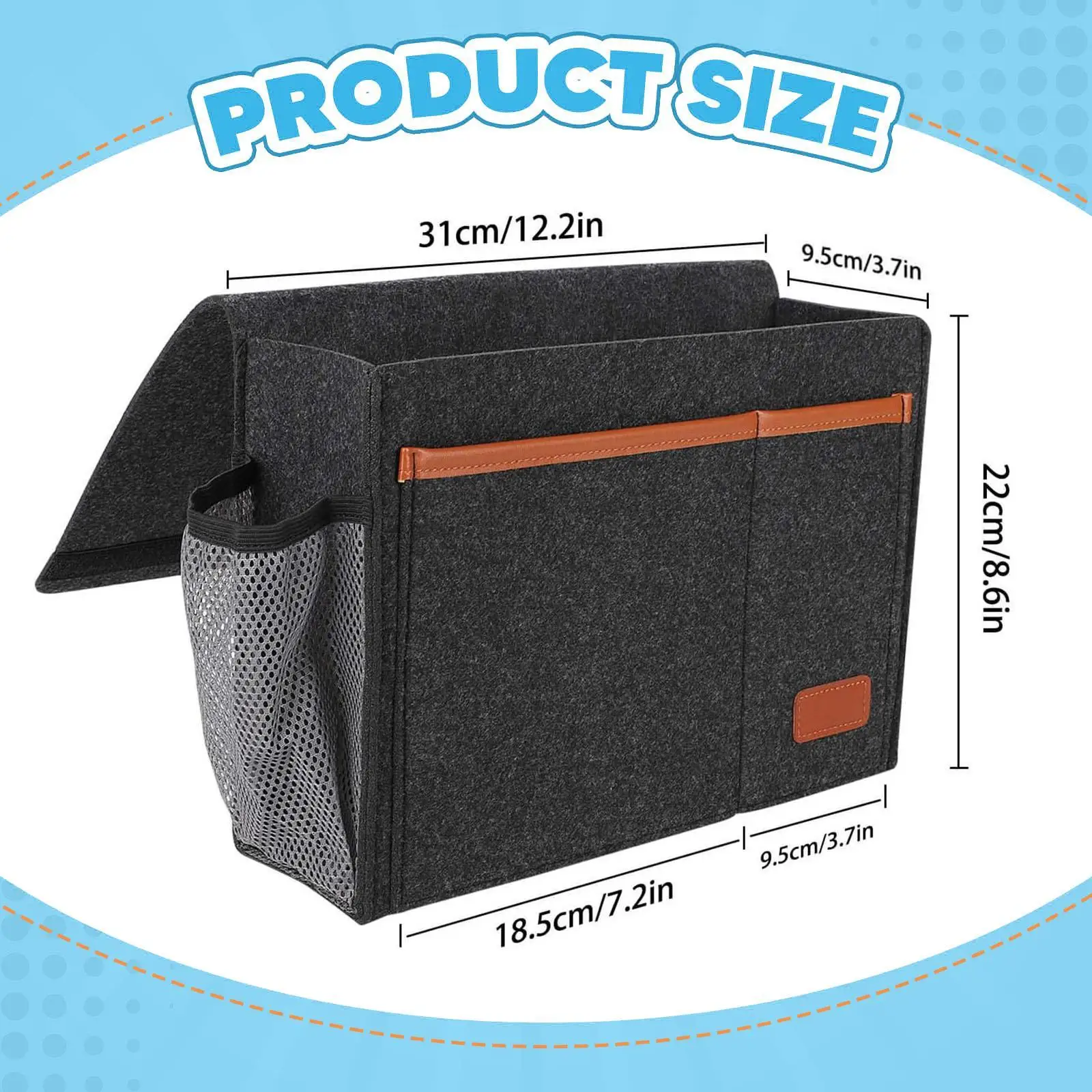 Bedside Storage Bag Bed Organizer Container Portable Magazine Holder Water