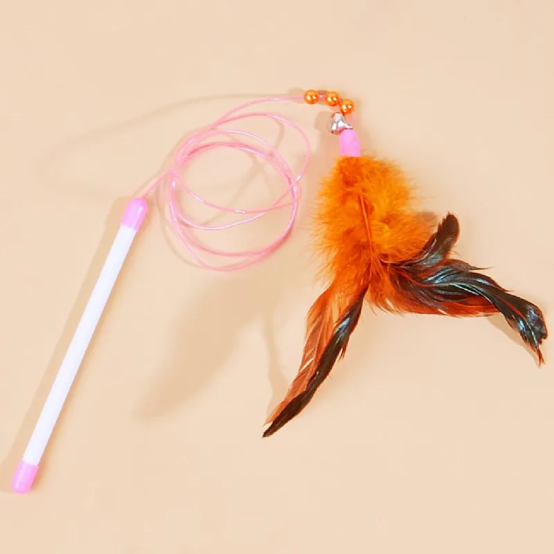 Juguetes para gatos, palos para gatos con plumas, cuerda suave, juguete interactivo para gatos, juguete para gatos resistente a mordeduras, rompecabezas para gatitos con campana, productos para mascotas - imagen 4