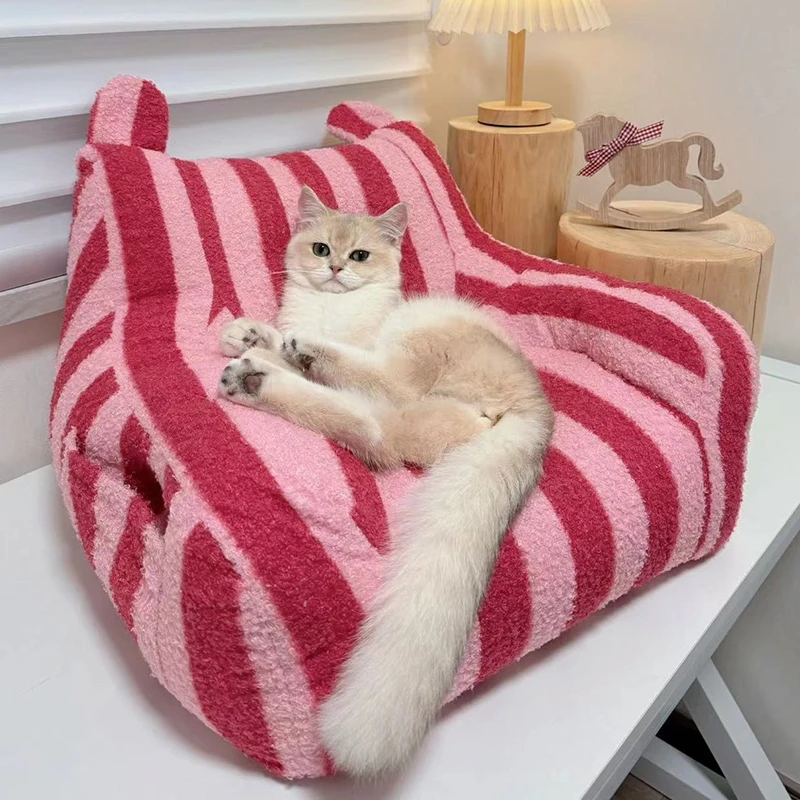Nido de gato pequeño para dormir cálido, bolsa de frijoles, sofá, camas para perros, camas medianas de lujo para gatos de invierno, suministros universales para cachorros y gatitos para interiores - imagen 4