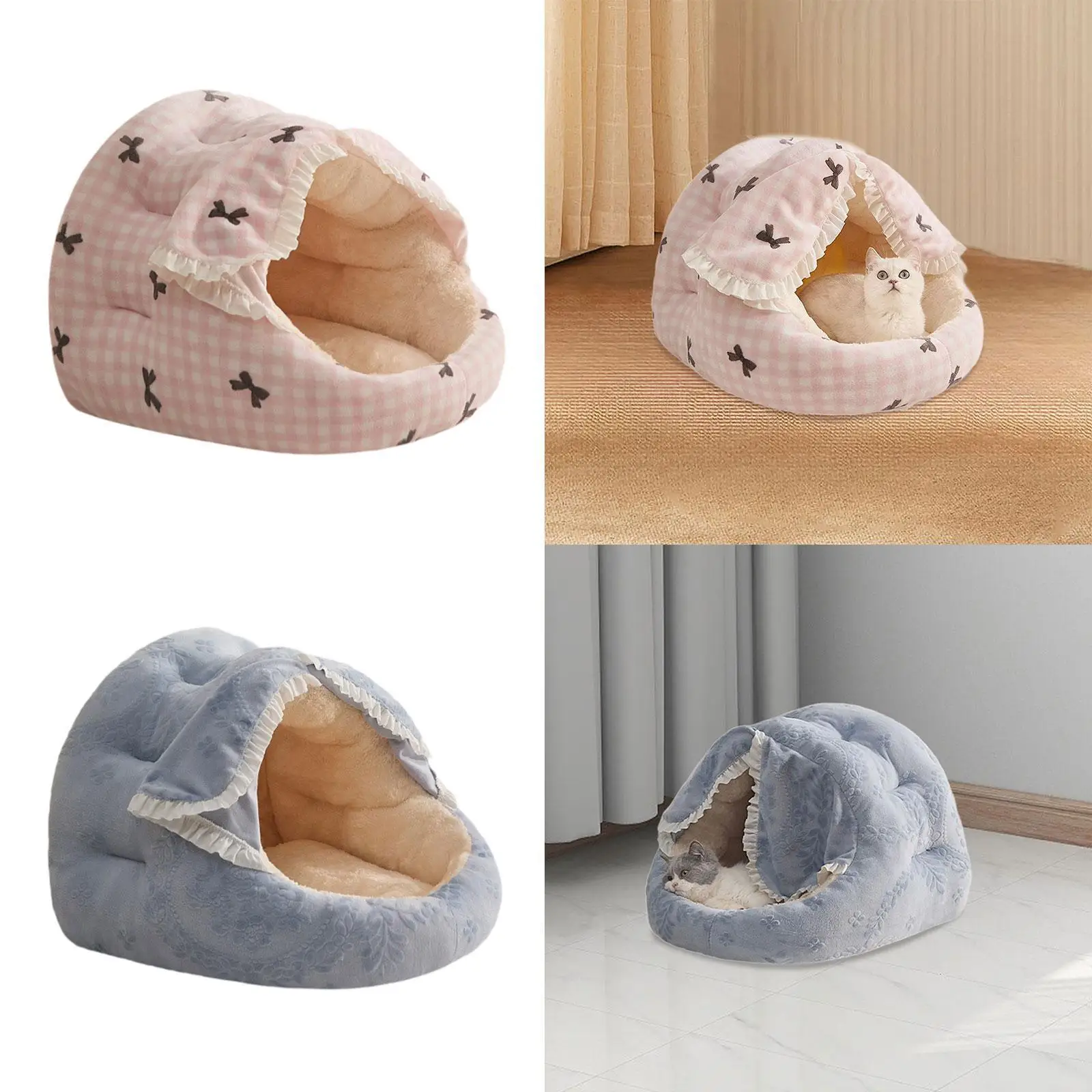 Cat Bed Cave Warm Comfortable Round Pet Bed for Bunny Rabbit Pet Supplies