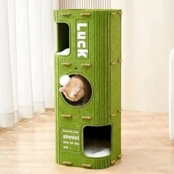 Árbol para gatos de interior con casa de lujo y cama amplia
