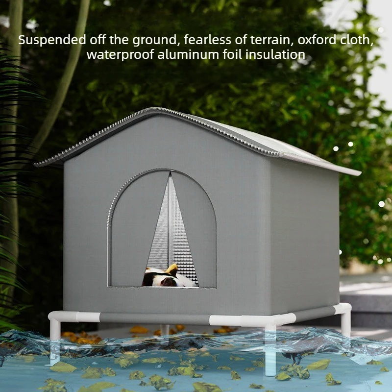 Casa exterior impermeable para gatos aislada cerrada con cortina - imagen 2