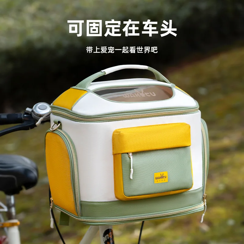Bolsa transportín transpirable para gatos con uso en bicicleta