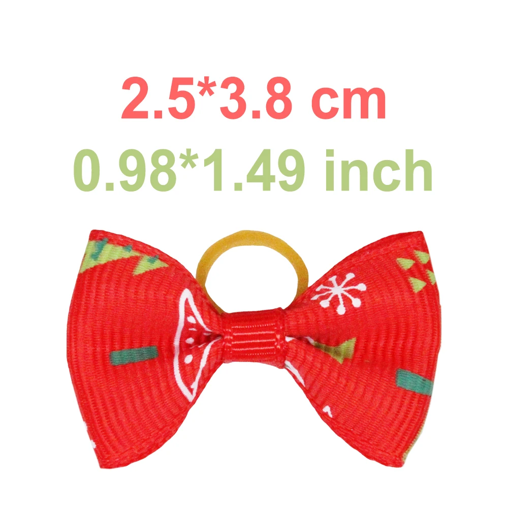 Lazos navideños para perros, bandas de goma de 20 piezas para el pelo, bonitos productos hechos a mano, suministros para fiestas y vacaciones, accesorios para mascotas - imagen 3