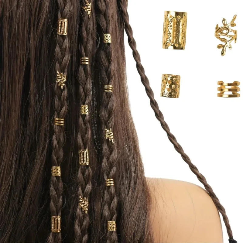 40/80PCS Elegant Hollow Out Hair Rings  For Women Girls DIY Hair Accessories Loc Hair Jewelry for Braids - imagen 2