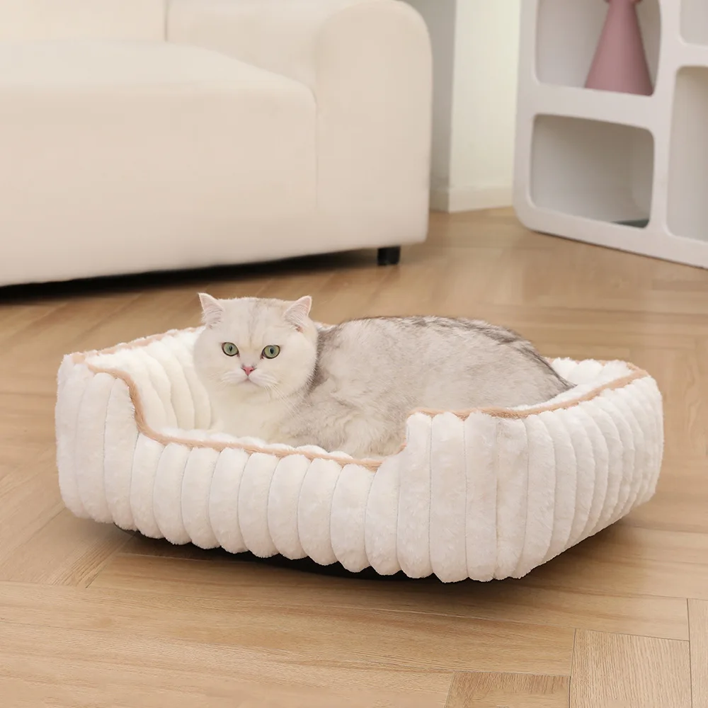 Camas nido para perros y gatos, cama para mascotas suave y cómoda de felpa cálida para invierno, nido para gatos para dormir profundo, suministros para perros y mascotas para todas las estaciones - imagen 2