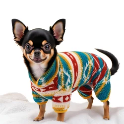 Ropa navideña para perros pequeños – Pijama festivo con pies cachorros