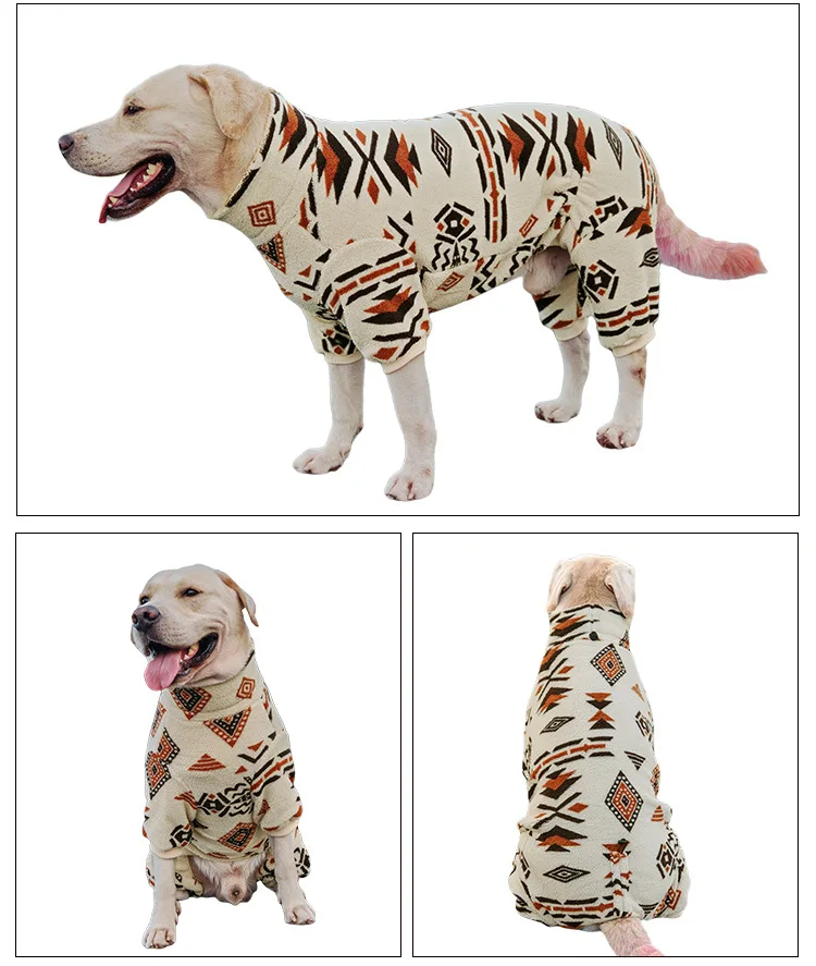 Pijamas para perros M-5XL para perros pequeños, medianos y grandes, mono de lana suave con cuello alto para perros, ropa gruesa y cálida para perros de invierno - imagen 3