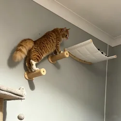 Estantes de macramé para gatos con hamaca y escalones colgantes