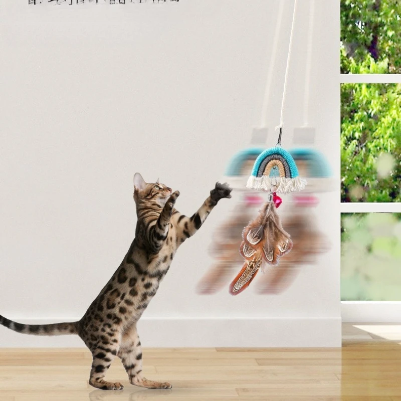 Juguete interactivo para gatos, juguete interactivo para colgar en la pared con campana, juguete interactivo autohéroe para gatitos, varita de juguete - imagen 2