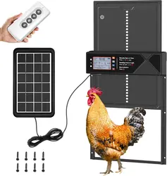 Puerta automática solar para gallinero con temporizador – Aluminio