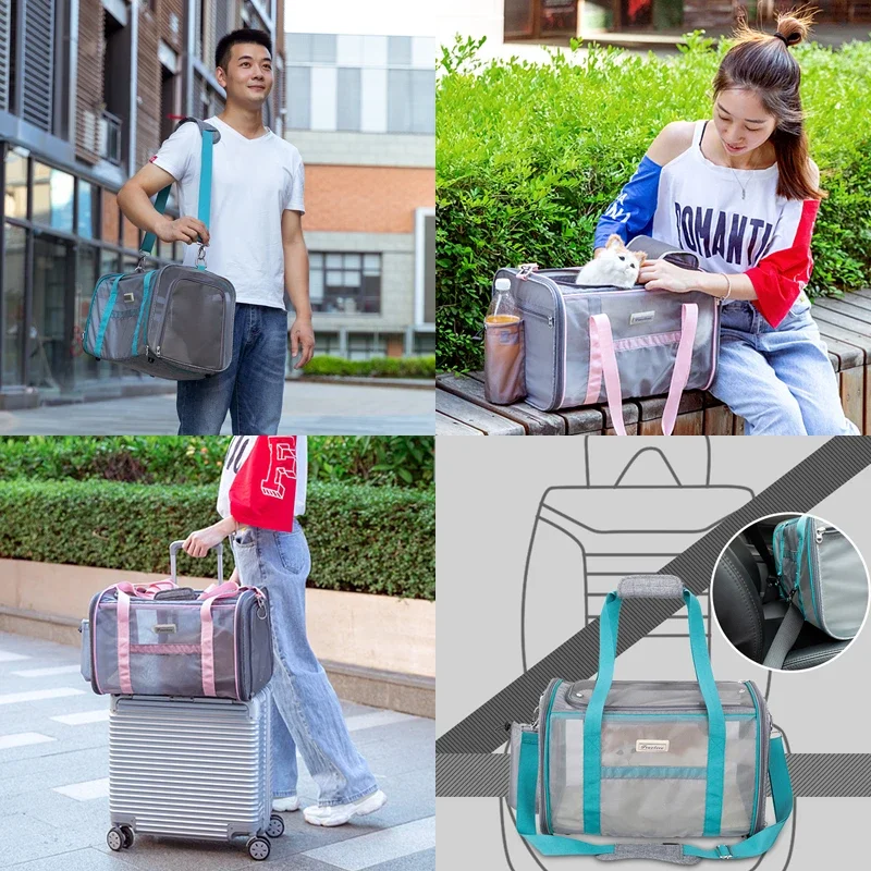 Bolsa de transporte transpirable malla hombro perros pequeños y gatos - imagen 2