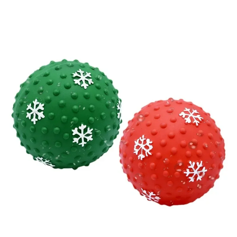 Bola de juguete para mascotas, juguete de Navidad, bola de copo de nieve, relleno de alto rebote, juguete de látex de Navidad para mascotas, accesorios para cachorros y perros, suministros para mascotas - imagen 4