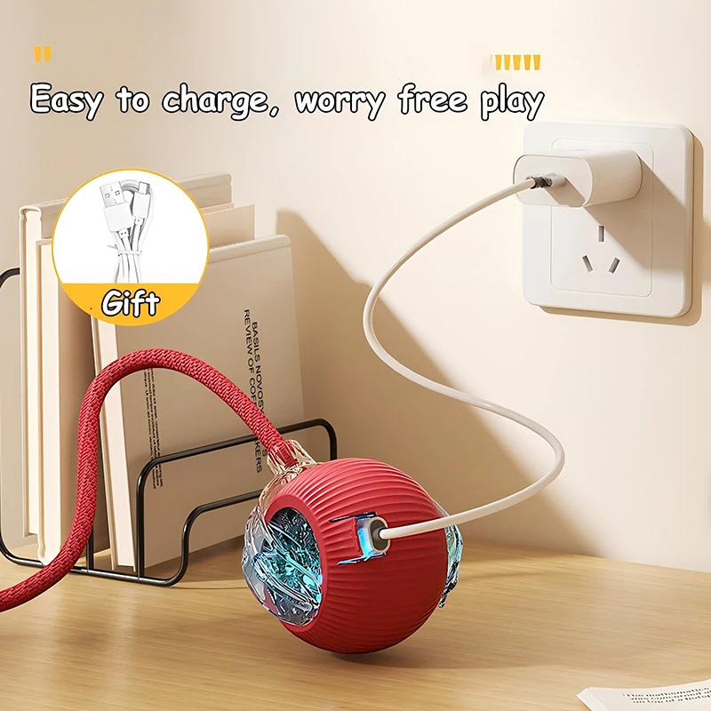 Pelota interactiva para gatos, pelota rodante automática, cola sintética, juguete eléctrico inteligente recargable para mascotas, entrenamiento para perros y gatos, ratón de imitación - imagen 4