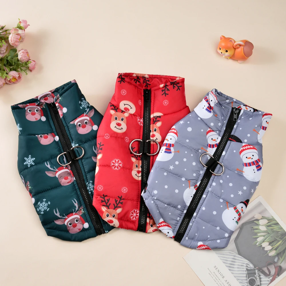 Disfraz de invierno para mascotas, chaqueta para perros pequeños y medianos, fiesta de año nuevo, estampado de ciervos de Navidad, mascotas pequeñas y medianas, Bulldog Schnauzer - imagen 2