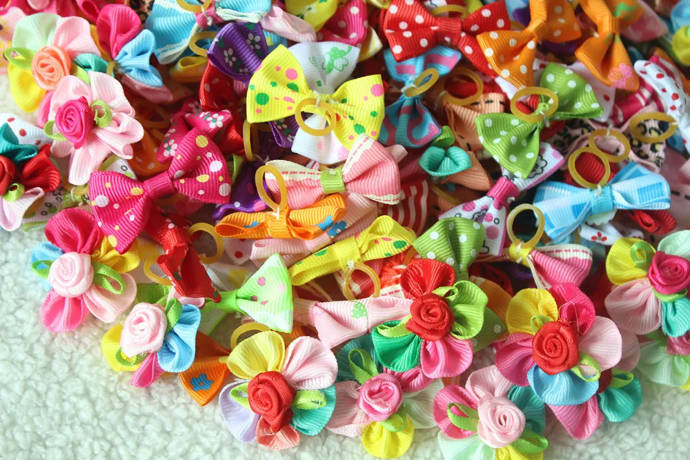 Venta al por mayor, 1000 Uds., nuevo estilo mixto, bandas de goma para el pelo de perros, lazos para el pelo de mascotas, accesorios para el cabello de perros, productos para el cuidado de mascotas, regalo bonito - imagen 5