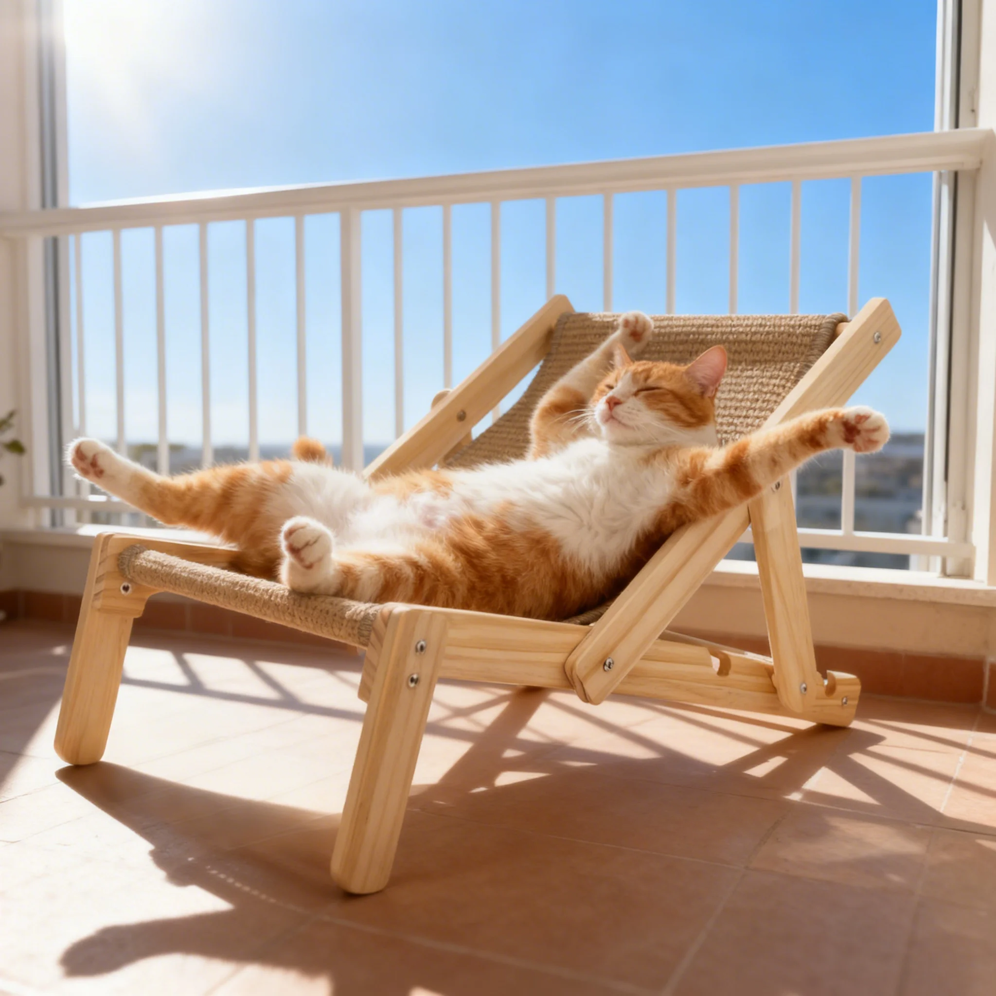 Sofá tumbona para gatos, mecedora, silla para gatos con poste rascador, juguete para todas las estaciones, ratán sólido