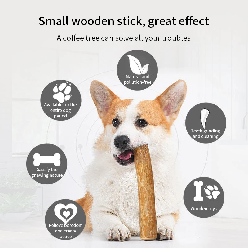 Juguete masticable de madera para perros con café, palo masticable de madera para perros, para aliviar la presión dental, juguetes para mascotas - imagen 4